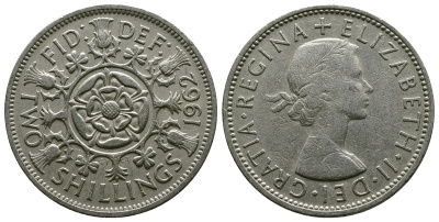 Великобритания 2 шиллинга (флорин) 1962 Елизавета II (1952-2022) KM 906, Spink 4146 медно-никель 4382-332