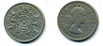 Великобритания 2 шиллинга (флорин) 1961 Елизавета II (1952-2022) KM 906, Spink 4146 медно-никель 89-1641