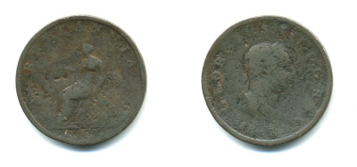 Великобритания 1/2 пенни 1807 Георг III (1760-1820) KM 662, Spink 3781 медь 540-133