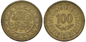 Тунис 100 миллимов 1983 KM 309 латунь 4162-436