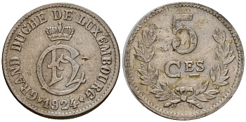 Люксембург 5 сантимов 1924 Шарлотта (1918-1964) KM 33 медно-никель 4602-412