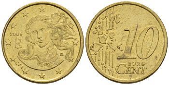 Италия 10 евроцентов 2005 KM 213 нордик 4147-753