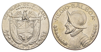 Панама 1/2 бальбоа (50 сентесимо) 1979 редкий год KM 12b медь плакированная медно-никелем 4634-1122