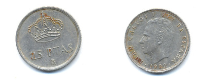 Испания 25 песет 1982 Хуан Карлос I (1975-2014) KM 824 медно-никель 54-2015