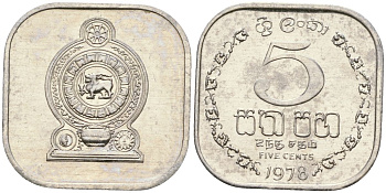 Шри-Ланка 5 центов 1978 KM 139a алюминий 4136-554