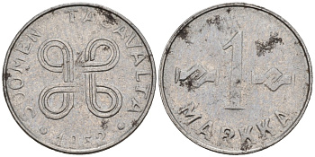 ФИНЛЯНДИЯ 1 МАРКА 1952 KM 38 железо 192-1168