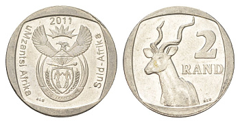 ЮАР 2 ранда 2011 KM 505 медь плакированная никелем UNC 4628-312