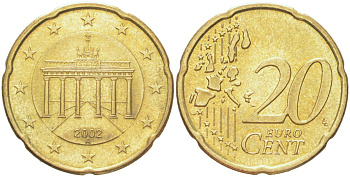 Германия 20 евроцентов 2002 A KM 211 нордик UNC 4614-756