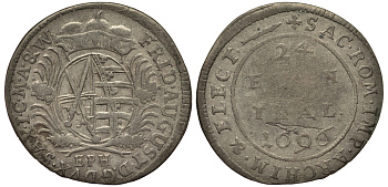 Саксония 1/24 талера 1696 E.P.H. KM 645 серебро    413-5621