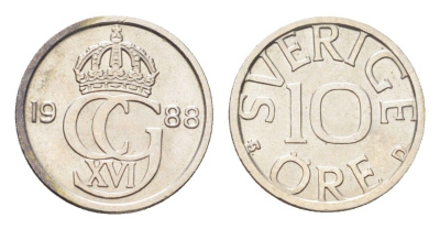 Швеция 10 эре 1988 Карл XVI Густав (1973- ) KM 850 медно-никель UNC 4705-937