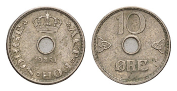 Норвегия 10 эре 1951 Хокон VII (1905-1957) KM 383 медно-никель 4658-128