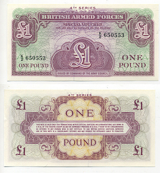 АНГЛИЯ 1 ФУНТ 1962 ДЛЯ ВООРУЖЕННЫХ СИЛ Pick 36a бумага 7183-12-2