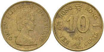 Гонконг 10 центов 1983 Елизавета II (1955-) KM 49 никель латунь 4154-612