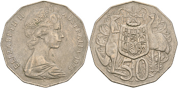 Австралия 50 центов 1980 Елизавета II (1952-2022), герб, кенгуру KM 68 медно-никель 4364-3812