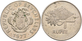 Сейшельские острова 1 рупия 1977 рог тритона KM 35 медно-никель 4590-1026
