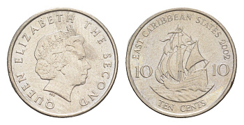 Восточные Карибские острова (Карибы) 10 центов 2002 KM 37 медно-никель 4636-535
