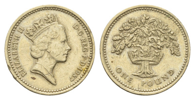 Великобритания 1 фунт 1987 Елизавета II (1952-2022) KM 948, Spink 4333 никель латунь 95-816