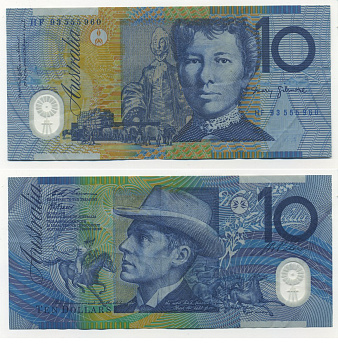 Австралия 10 долларов 1993-94 ПОДПИСЬ FRASER-EVANS Pick 52a пластик 7204-14-3