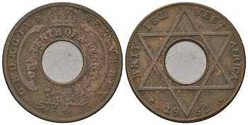 Британская Западная Африка 1/10 пенни 1952 Георг VI (1936-1952) KM 26a бронза 4621-233