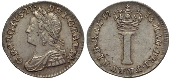 Великобритания 1 пенс 1753 Георг II (1727-1760) Spink 3715A серебро 00-00