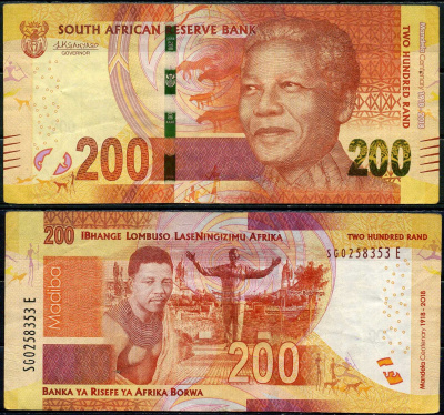 ЮАР 200 рандов 2018 столетие со дня рождения Манделы (1918-2018) Pick 147 бумага 7222-66-2-2