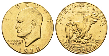 США 1 доллар 1978 D, Эйзенхауэра KM 203 медно-никель плакированный золотом 4527-722