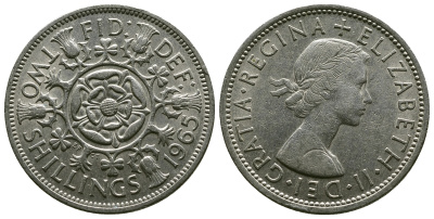 Великобритания 2 шиллинга (флорин) 1965 Елизавета II (1952-2022) KM 906, Spink 4146 медно-никель 4382-533