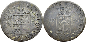 ШВЕЙЦАРИЯ 1 БАТЦЕН 1710 КАНТОН SITTEN KM 27 серебро 560-1811