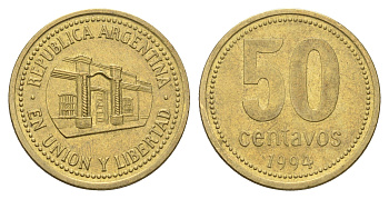 Аргентина 50 сентаво 1994 KM 111 алюминиевая бронза 4663-621