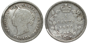 Канада 5 центов 1880 Виктория (1837-1901) серебро 4588-1136