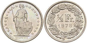 Швейцария 1/2 франка 1978  KM 23a.1 медно-никель    4160-1167