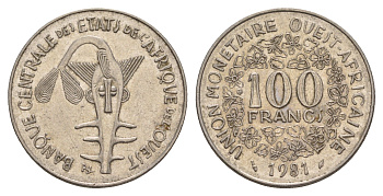 Западная Африка (BCEAO) 100 франков 1981 KM 4 никель 4656-924