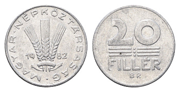 Венгрия 20 филлеров 1982 BP KM 573 алюминий 4665-1168