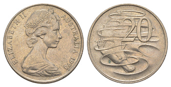 Австралия 20 центов 1978 Елизавета II (1952-2022), утконос KM 66 медно-никель aUNC 4381-512