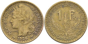 Французский Камерун 1 франк 1926 (а), монетный двор Париж KM 2 алюминиевая бронза 3459-217