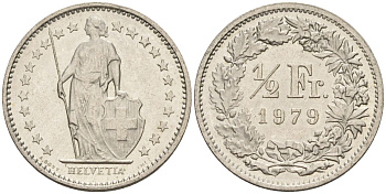Швейцария 1/2 франка 1979 KM 23a медно-никель 4608-533