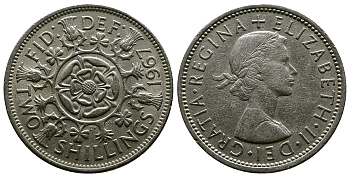 Великобритания 2 шиллинга (флорин) 1967 Елизавета II (1952-2022) KM 906, Spink 4146 медно-никель 4382-746