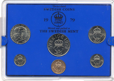 Швеция набор монетного двора из 6 монет 1979 в пластике Карл XVI Густав (1973- ) KM MS11 UNC 4-3-6-107