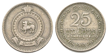 Шри-Ланка 25 центов 1963 KM 131 медно-никель 4627-1052