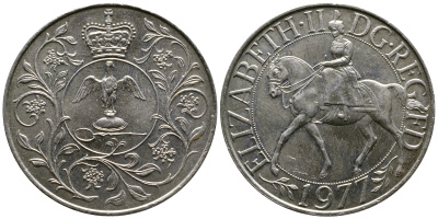 Великобритания 25 пенсов 1977 25 лет со дня коронации Елизаветы, Елизавета II (1952-2022) KM 894, Spink 4136 медно-никель 74-1221