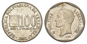 Венесуэла 100 боливаров 2002 Симон Боливар Y 83 сталь плакированная никелем 4605-127