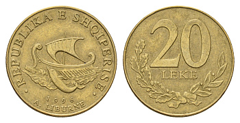 Албания 20 леков 1996 KM 78 алюминиевая бронза 3459-755