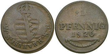 Саксен-Гильдбурггаузен 1 пфенниг 1826 KM 142 медь 99-624