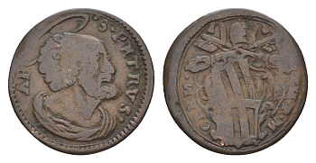 Папская Область, Губбио 1 каттрино 1730-1740 Святой Петр, Климент XII (1730-1740) медь 5010-323