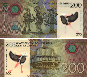 Никарагуа 200 кордоба 2014 национальный театр Рубена Дарио, Манагуа, комедийный балет Гуэгуэнсе Pick 213 a пластик UNC (пресс) 451-119-2