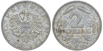 Австрия 2 шиллинга 1946 KM 2872 алюминий 4162-136