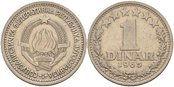 Югославия 1 динар 1965  KM 47 медно-никель    4597-221