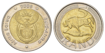 ЮАР 5 рандов 2008 KM 446 биметалл UNC 4626-854