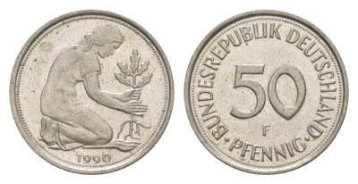 Германия 50 пфеннигов 1990 F KM 109.2, J. 384a медно-никель 4632-927