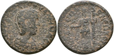 Римская Империя, Провинция Азия, Лидия, Сарды AE 241 - 244 Транквиллина, жена Гордиана III, бюст императрицы / богиня Деметра с факелом ( R ) Volume: VII.1 242.2 бронза 1100-6-84